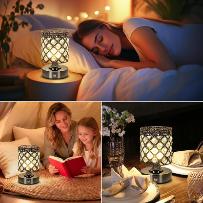 Black Crystal Rechargeable Cordless Table Lamp, Touch Small Desk Lamp7