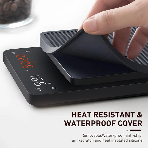 BAGAIL Coffee Scale with Timer, 0.1G/3Kg Precision | for Drip Espresso & Pour Over, Rechargeable, Clear LED Display, Auto Tare, Waterproof Silicone Cover, Charging Cable Included6