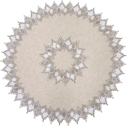 Natural Linen Decorative Lace Doily 33 Inches round Table Topper1