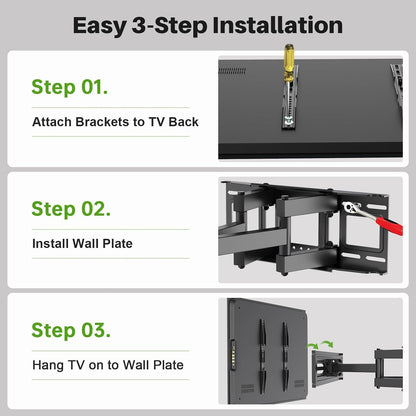 Full Motion TV Wall Mount for Most 32-70 Inch Tvs up to 99 Lbs, Wall Mount Bracket with Dual Articulating Arms, Swivel, Tilt, Max VESA 400X400Mm, TV Mount Fits 12”/16” Wood Studs7