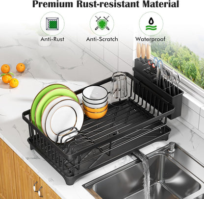 Dish Drying Rack for Small Kitchen Counter with Utensil Holder4