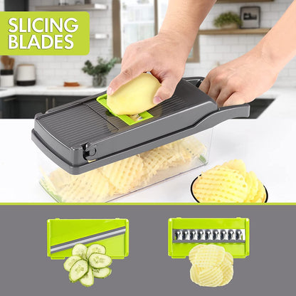 Rotary Cheese Grater with 3 Stainless Steel Drum Blades and 12 in 1 Professional Mandolin Slicer for Kitchen with 1.7 L Vegetable Container7