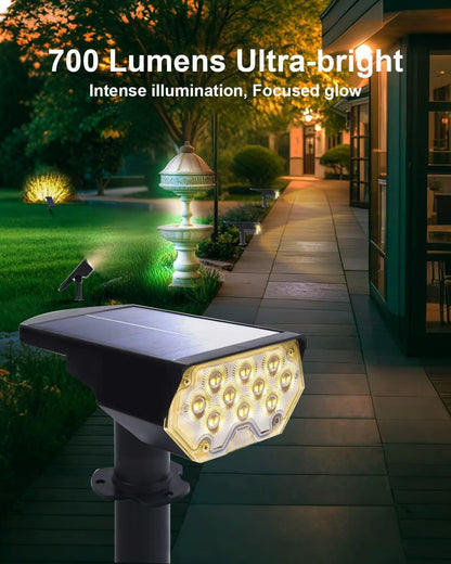 6 Pack Solar Spot Lights Outdoor Waterproof, 20 Leds Bright Landscape Spotlights Dusk to Dawn, Warm White Adjustable Uplights for Yard Tree House Garden Wall Pathway, IP652