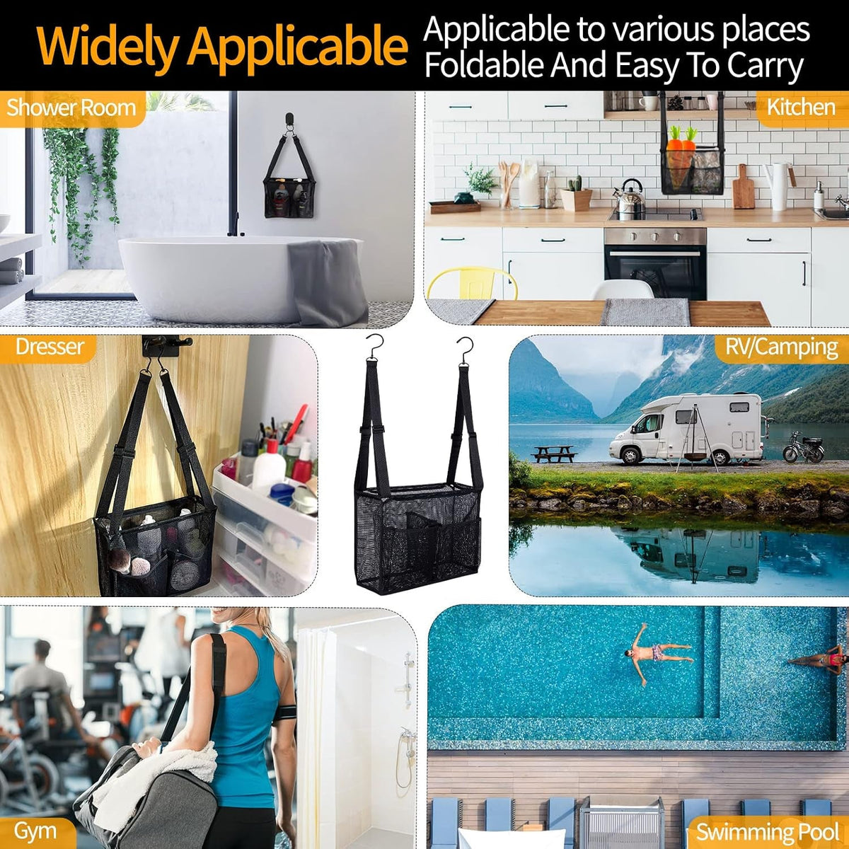 4-storage-pockets-adjustable-hanging-mesh-bathroom-bag-shower-caddy-college-with-hooks-applied-to-college-dorm-rooms-gym-swimming-and-rv-travel-black
