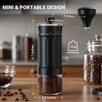 Mini Manual Coffee Grinder with 40 Adjustable Settings, Black | Portable Hand Coffee Bean Mill with Ceramic Conical Burrs, 30G Capacity, Ideal for Travel, Camping, French Press, Pour Over4