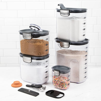 '+ Airtight Food Storage Container Set – Clear Plastic Flour and Sugar Canister Set with Magnetic Accessories for Kitchen Organization (Grey, 9-Piece)3