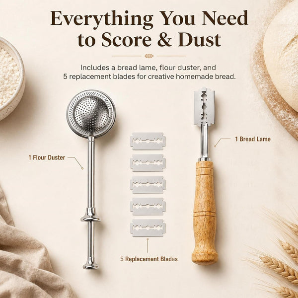 Bread Lame and Flour Duster Sets, 304 Stainless Steel Bread Scoring Tool7