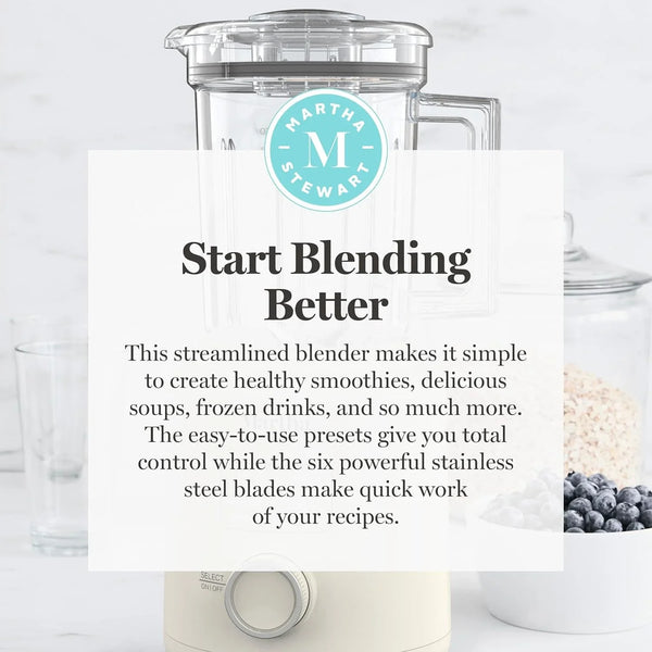 50Oz Countertop Blender, 3 Speeds, 5 Presets, Linen Cream | Bpa-Free Pitcher, Smoothies, Margaritas, Milkshakes & Ice Crushing, Stainless Steel Blades, Auto-Clean, Dishwasher-Safe Parts10