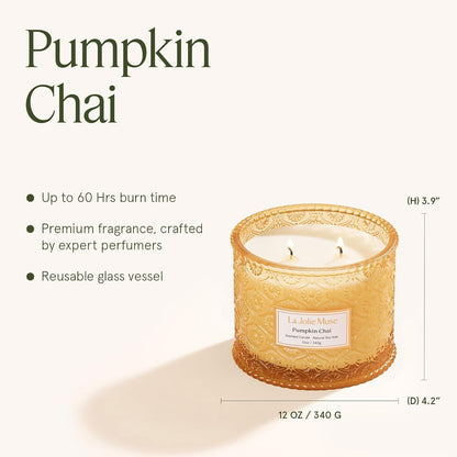 Pumpkin Chai Scented Candles for Home, Natural Soy 2-Wick5