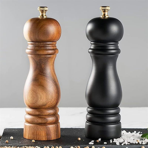 Vintage Wooden Pepper Grinder, Adjustable Manual Spice Mill with Ceramic Core for Peppercorns Sea Salt, Wood & Black Optional4