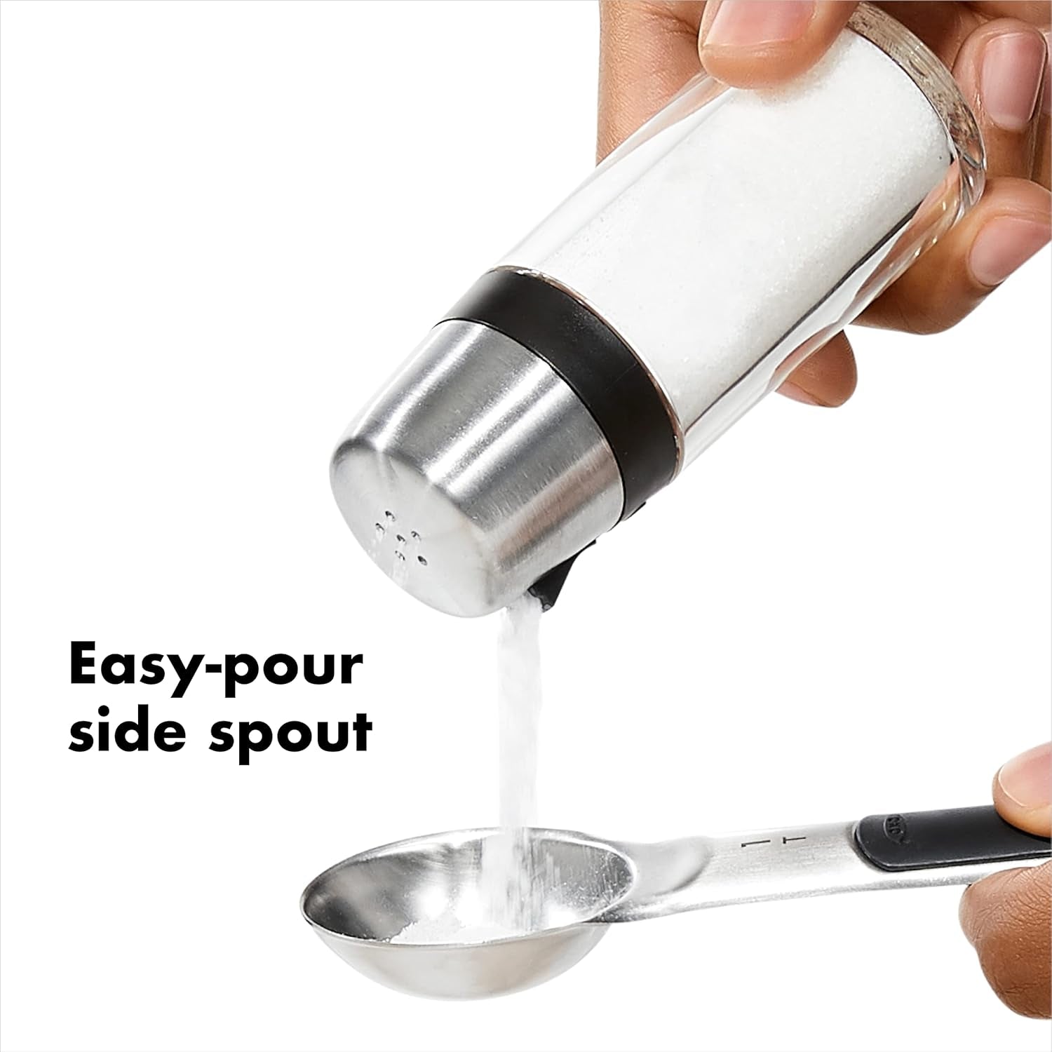 oxo-good-grips-salt-pepper-shaker-set-easy-to-refill-with-twist-off-lid-clear-body-for-visible-levels-stainless-steel-accents-table-ready-kitchen-condiment-set-side-spout-for-easy-pour