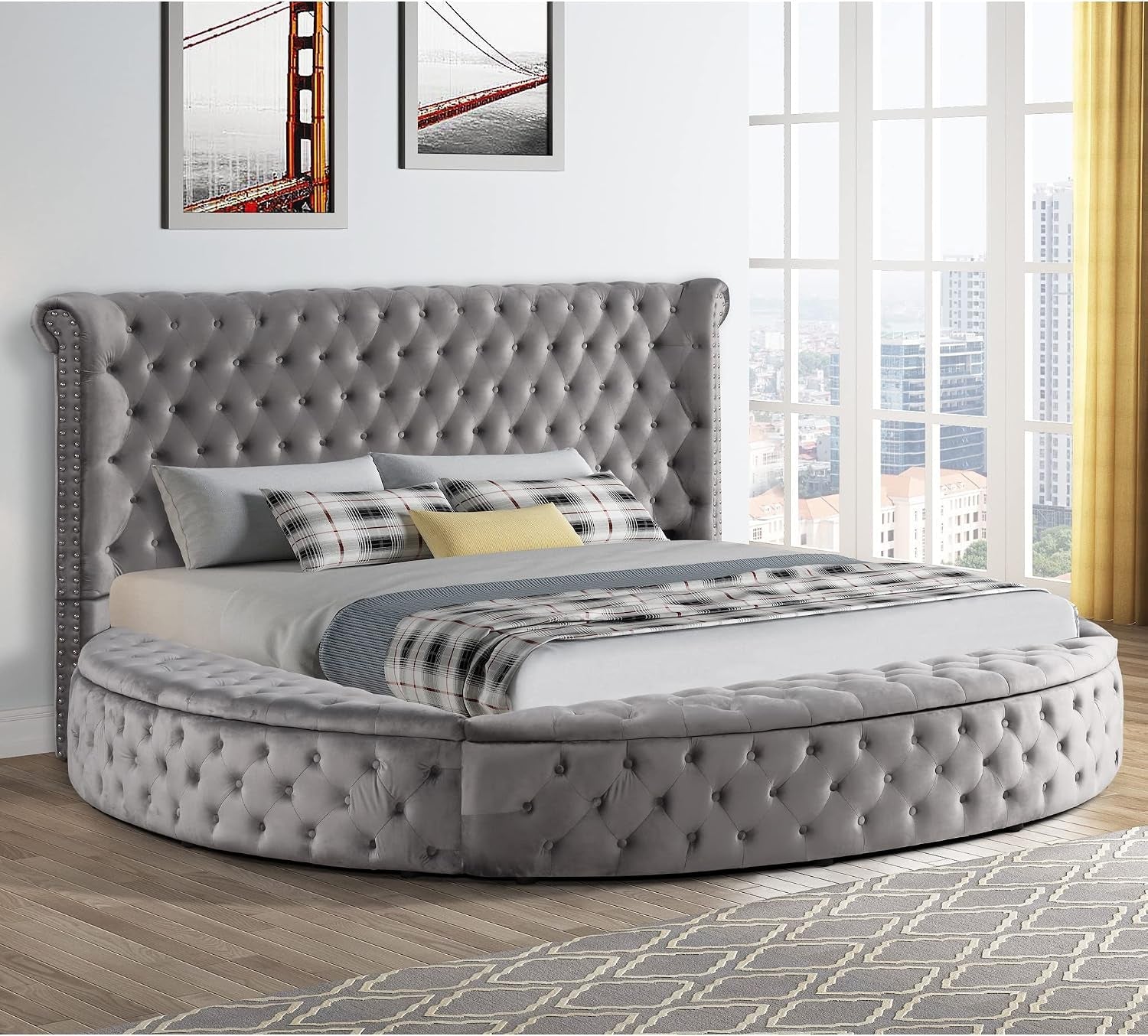yy138-lexi-round-velour-platform-bed-grey-cal-king
