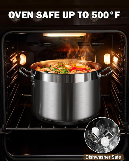 Professional Cookware Set, Stainless Steel Pots Kitchen Set Includes Saucepans, Sauté Pan, Dutch Oven with Lids - Induction Compatible, 8-Piece6
