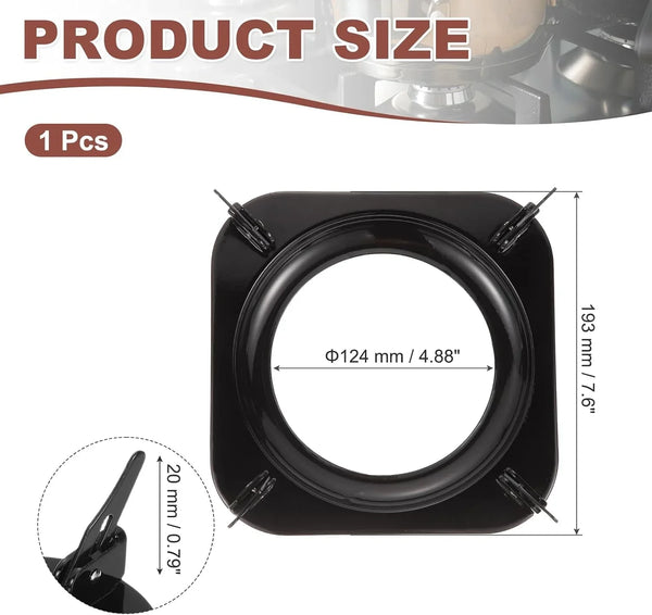 Wok Ring for Gas Stove, 4.9 Inch Cast Iron Gas Stove Rack Wok Support Ring Square Cooktop Solid Stand Brackets Replacement Accessories for Home Kitchen Burner, Black2