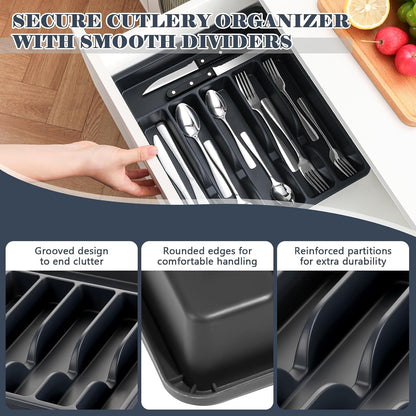 49-Piece Silverware Set with Organizer - Stainless Steel Silverware Set for 8 with Steak Knives and Drawer Organizer, Mirror Polished Flatware Set for Home and Restaurant, Dishwasher Safe3