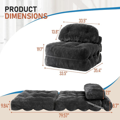 Folding Sofa Bed, Convertible Sleeper Chair with Back Support and Pillow2