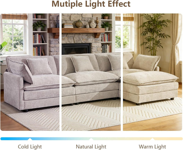 111.5” Modular Sectional Sofa, L Shaped Cloud Couch with Ottoman8