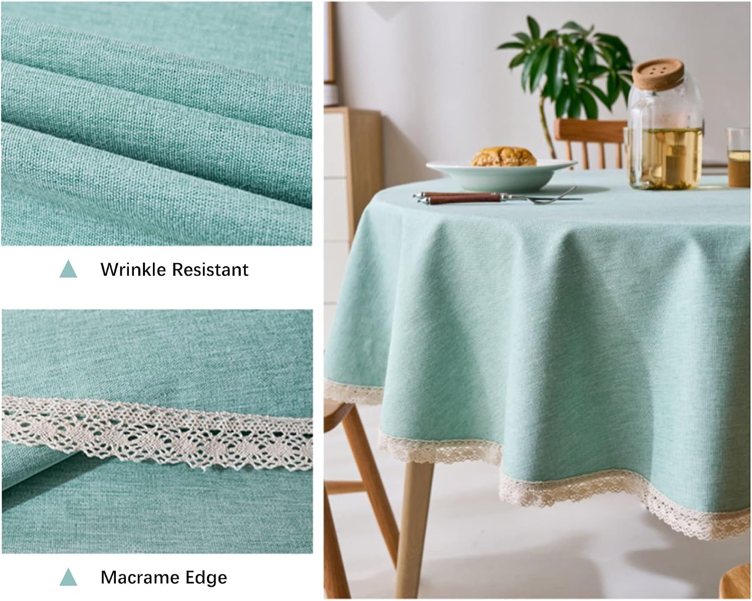 linen-textured-round-tablecloth-with-lace-trim-waterproof-spill-proof-table-cover-for-kitchen-dining-tabletop-decoration-green-round-48-inch