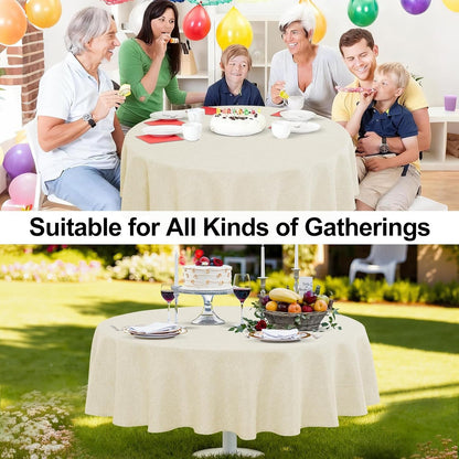 round Textured Table Cloth Linen Wrinkle Free Stain Resistant Farmhouse Decorative Circular Tablecloth for Kitchen, Dining, Party, Wedding, Outdoor Use (30 Inch Round,Champagne)7