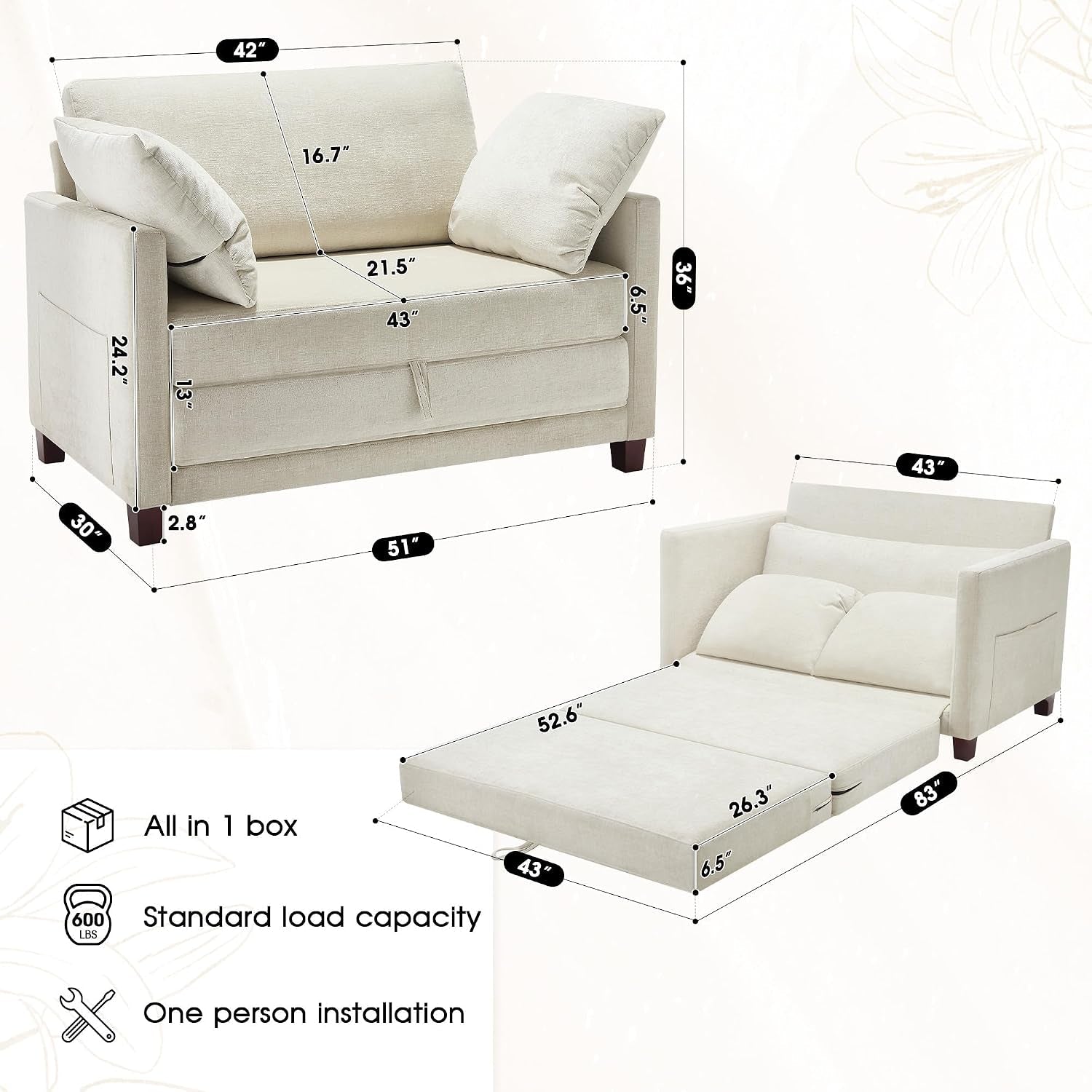 51-convertible-sofa-bed-2-in1-folding-sofa-bed-loveseat-sleeper-sofa-for-small-spaces-fold-out-floor-couch-with-2-pillows-for-apartment-living-room-guest-room-beige-chenille-fabric