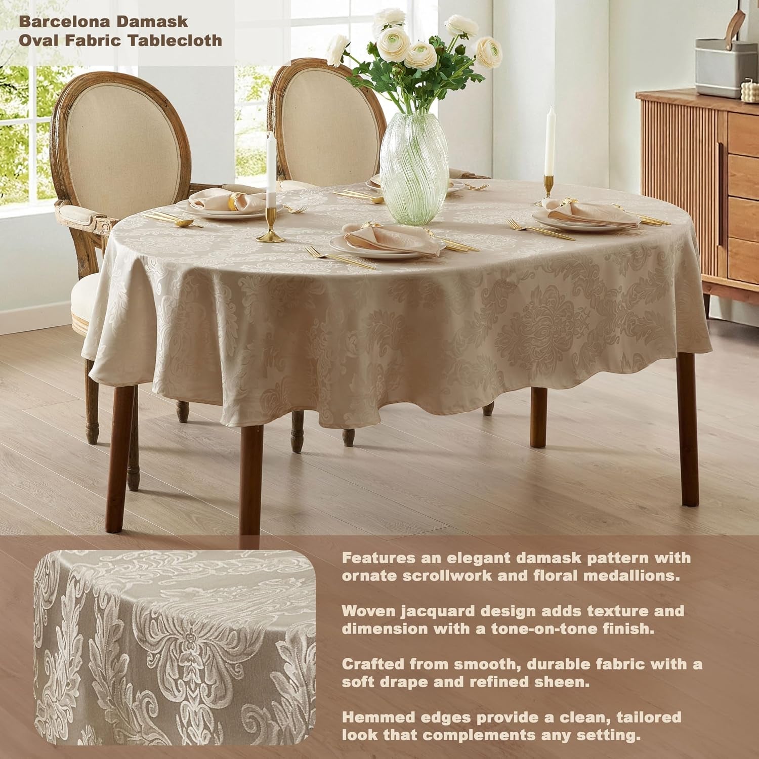 barcelona-luxury-damask-fabric-tablecloth-60-wide-x-102-oval-golden-beige-100-polyester-no-iron-soil-resistant-dining-room-party-and-banquet-table-cover