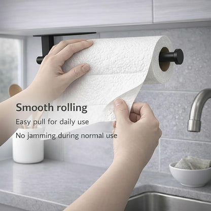 Paper Towel Holder, Self Adhesive or Screw Mounting, Black Wall Mount SUS304 Stainless Steel Paper Towel Holder under Cabinet for Kitchen, Counter, Cabinet, Bathroom4