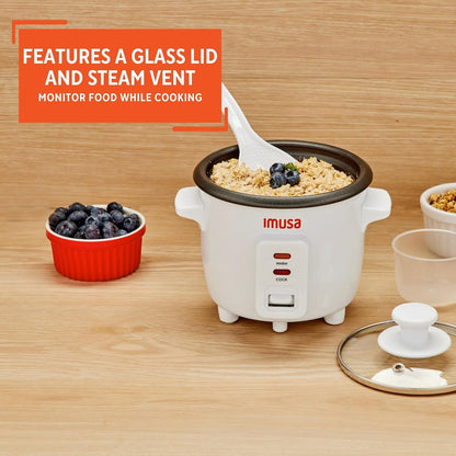 1.5 Cup Electric Ceramic Rice Cooker for Stews, White | Warm Function with Spoon and Cup, Ideal for Rice and Grains, Perfect for Small Meals5