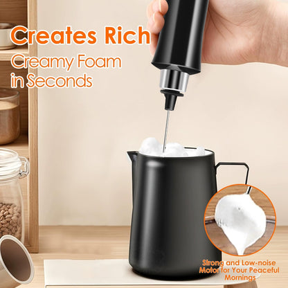 Rechargeable Milk Frother Handheld with 3 Detachable Stainless Steel Whisks, 3 Speed Adjustable Electric Whisk Foam Maker, Handheld Drink Mixer, Frother Wand for Coffee, with Storage and Charging Base6