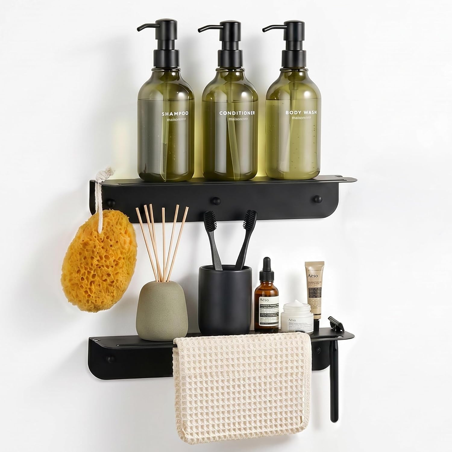 shower-caddy-bathroom-shelf-with-towel-bar-wall-mounted-set-of-2