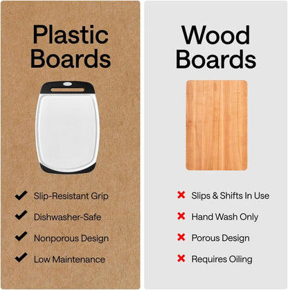 GORILLA GRIP Bpa-Free Reversible Kitchen Cutting Board, Set of 3, Black | US Designed, Nonporous, Slip Resistant Border with Juice Grooves, Dishwasher Safe, Durable Large Food Chopping Boards4