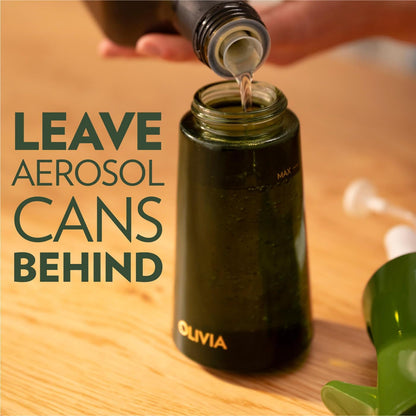 OLIVIA SIGNATURE Oil Sprayer for Cooking, 200Ml Glass, Green/Gold | Portion Control Mist for Air Fryer, Salad, BBQ, Refillable & Reusable, Fine Mist Olive Oil Kitchen Sprayer, Anti-Drip4
