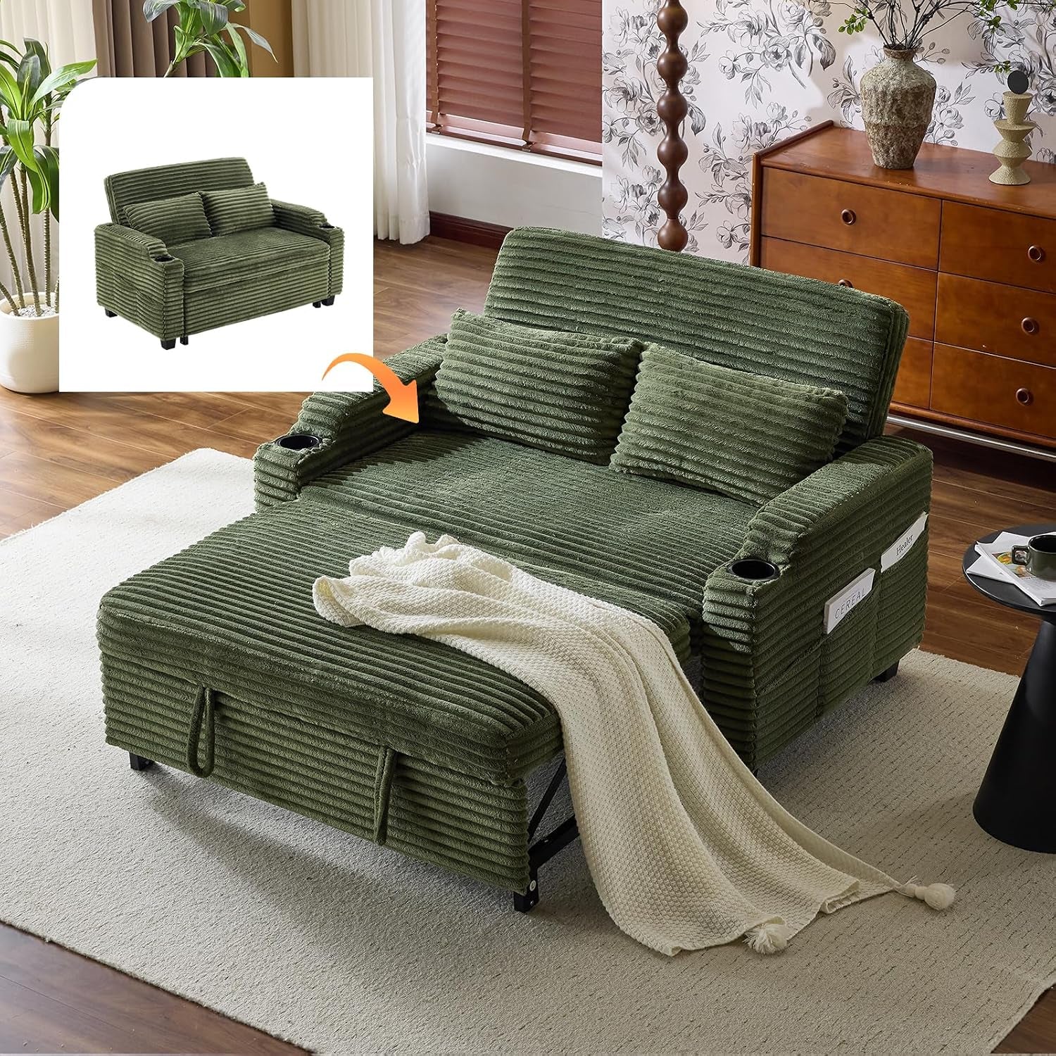 green-futon-sofa-bed-convertible-loveseat-sleeper-sofa-couch-corduroy-pullout-sofa-fold-out-couch-bed-with-usb-ports-cup-holders-armrest-for-living-room-bedroom-apartment-room