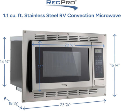 1.1 Cu. Ft. RV Convection Microwave Stainless Steel | 120V, 900W, Touchpad Controls, LED Digital Display, Child Safety Lock, Weight and Time Defrost3