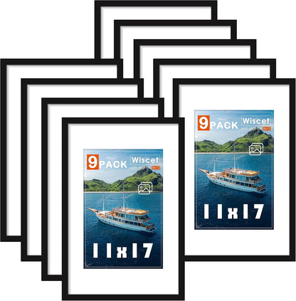 11X17 Picture Frame Set of 9, for Wall Hanging Display, Black1