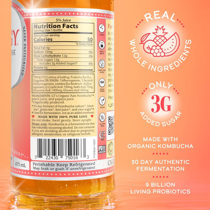the Real Kombucha - Peach Paradise - 16 Fl Oz Bottle - Raw Probiotic Drink for Gut Health and Immune Support2