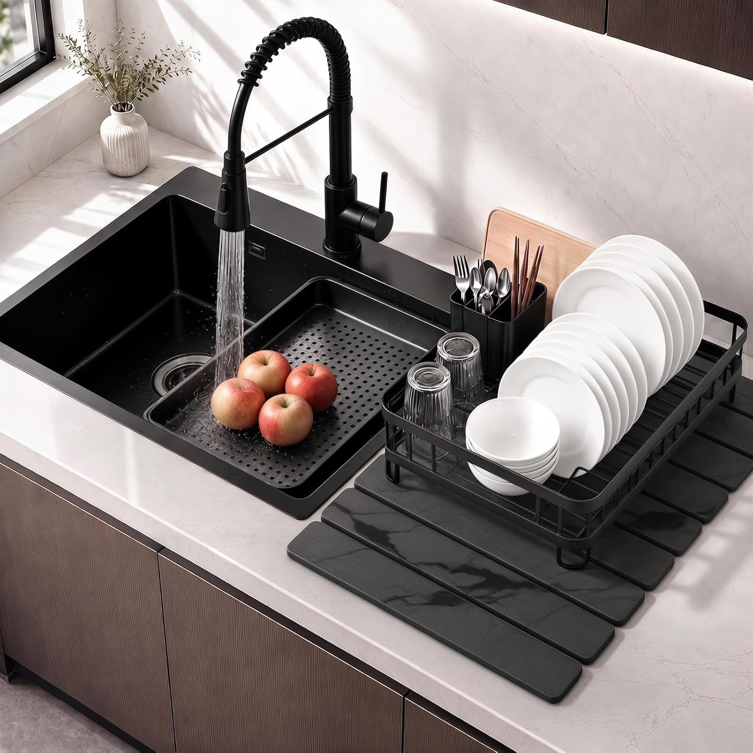 large-stone-dish-drying-mat-for-kitchen-counter-quick-dry-stone-dishes-bath-mats-foldable-water-absorbing-diatomaceous-earth-drying-organizer-pad-for-plate-rack-bottles-utensilsdark-gray-24-16