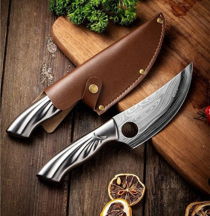 Meat Cleaver,Cleaver Knife, 5.5 Inch Meat Cleaver Kitchen Chef Knife Damascus Laser Pattern Boning Hunting Knife Stainless Steel Fish Fruit Slice Butcher Knife, Zengjianhong51217