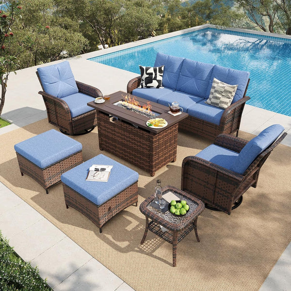9 Piece Outdoor Patio Furniture Set for Backyard, Navy Blue1