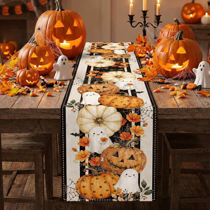 Halloween Spider Web Pumpkin Ghost Table Runner Party Decorations6