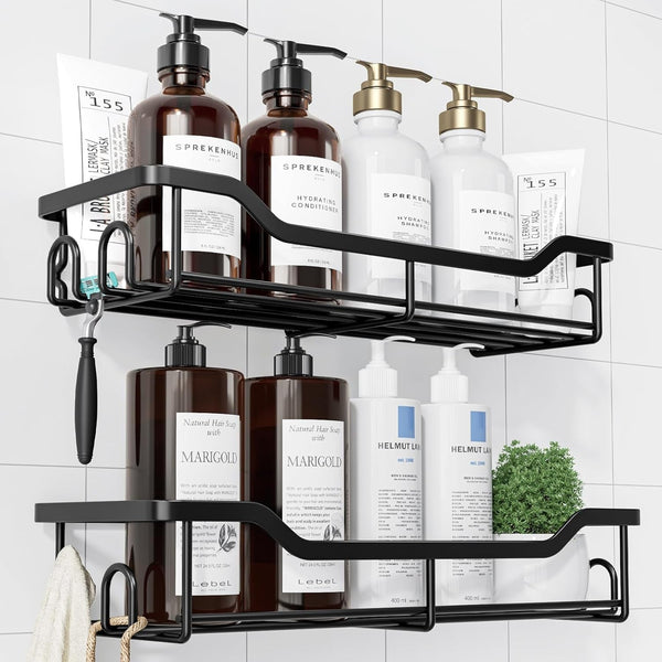Shower Caddy, Adhesive Shower Organizer, Large, Black1