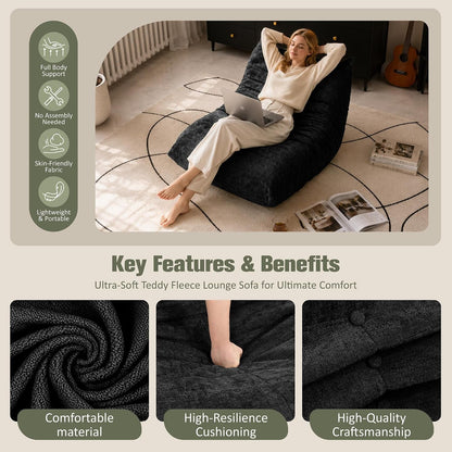 Bean Bag Chair for Adults, Line Fabric Lazy Sofa Couch, Memory Foam Filled Bean Bag Lounge Chair Perfect for Living Room, Bedroom and Office, Black6