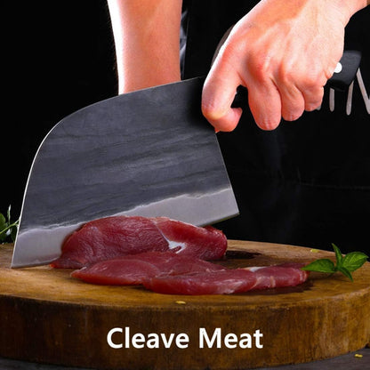 Forging Serbian Chef Knife Kitchen Chef Knives Full Tang High Carbon Clad Steel Almasi Butcher Cleaver with Leather Sheath Thanksgiving Gifts for Men Women (B-Almasi Knife)5