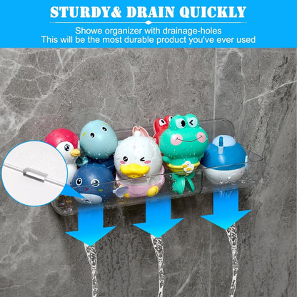 2PK Bath Toy Storage Holder for Bathtub Large，Acrylic Adhesive Shelves, Adhesive Tape Bathroom Mirror Shelf,No Drilling Capacity Bathtub Toy Organizer Shower Caddy for Bathroom6