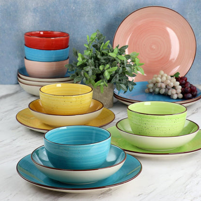 Sebastian round Stoneware Dinnerware Set in Assorted Colors (18 Piece)4