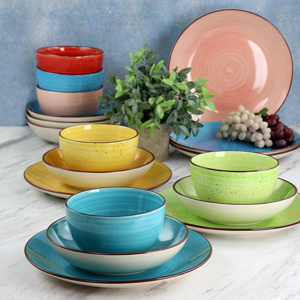Sebastian round Stoneware Dinnerware Set in Assorted Colors (18 Piece)4