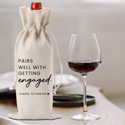 Engaged Gifts Engagement Gifts for Couples Her Engagement Party Decorations | Engaged Gifts for Engaged Couple Wine Bag Pairs Well with Getting Engaged Wine Bottle Bag6