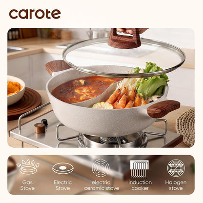 4.5QT Stockpot with Divider Double Flavor | Kitchen Braiser Pan with Glass Lid, Dual Sided Nonstick, Cookware for Induction Cooktop Gas Stove3
