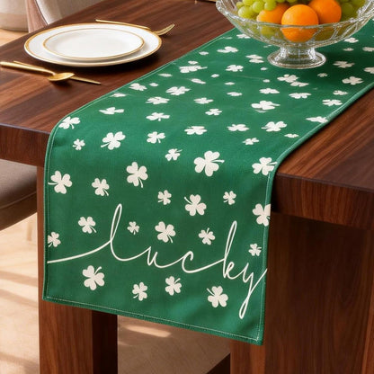 St. Patrick'S Day Table Runner Decorations 13X72 Inch Green Lucky Shamrock Table Decor for Spring Holiday Indoor Outdoor Home Party Dinner Decor (Lucky Green, 13" X 72")1