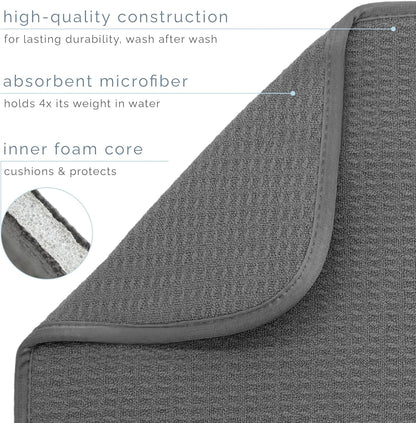 Dish Drying Mat, 18" X 24", XL, Charcoal Grey | Absorbent Microfiber, Extra Large Kitchen Counter Mat for Dishes, Utensils, Pots and Pans, Machine Washable3