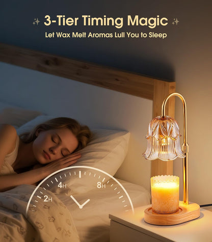 Candle Warmer Lamp Adjustable Timer - Electric Flower Glass Candles Light4
